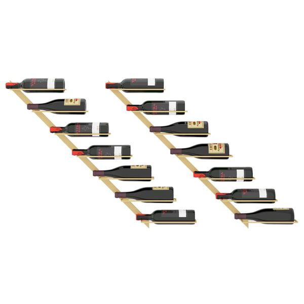 vidaXL Casier &agrave; vin mural pour 7 bouteilles 2 pcs Dor&eacute; M&eacute;tal