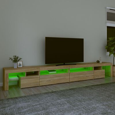 vidaXL Meuble TV avec lumières LED Chêne sonoma 290x36,5x40 cm