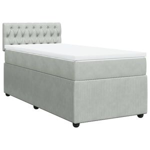 vidaXL Sommier &agrave; lattes de lit et matelas Gris clair 80x200 cm Velours