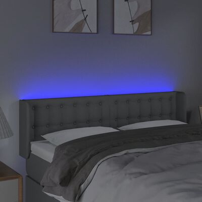 vidaXL Tête de lit à LED Gris clair 147x16x78/88 cm Tissu