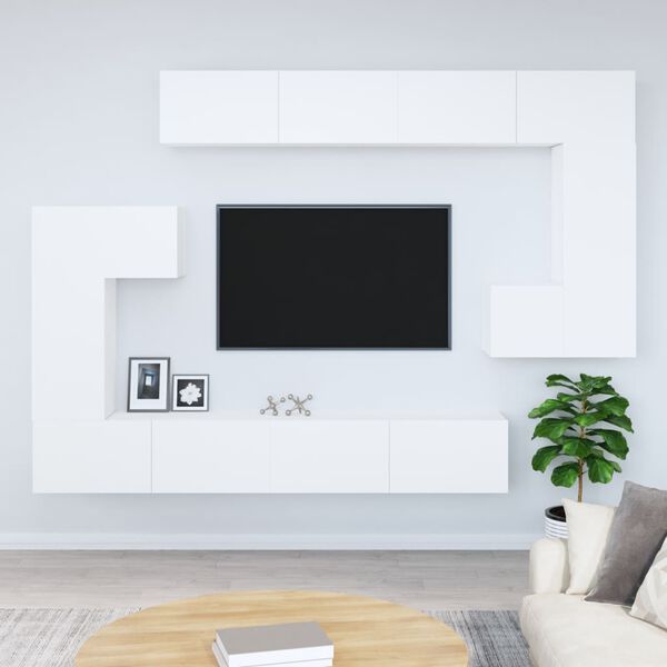 vidaXL Meuble TV mural Blanc Bois d'ing&eacute;nierie