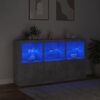 vidaXL Buffet avec lumières LED gris béton 181,5x37x100 cm