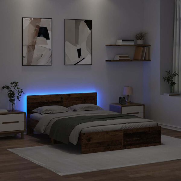 vidaXL Cadre de lit Bois Ancien 120 x 200 cm Bois d'ing&eacute;nierie