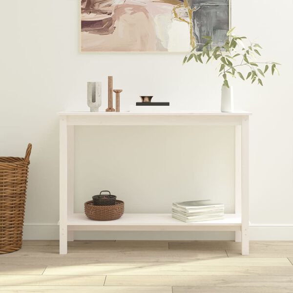 vidaXL Table console Blanc 110x40x80 cm Bois massif de pin
