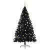 vidaXL Sapin de No&euml;l artificiel pr&eacute;-&eacute;clair&eacute; Noir 240 cm PVC
