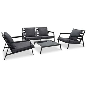 vidaXL Salon de jardin 4 pcs avec coussins Aluminium Gris fonc&eacute;