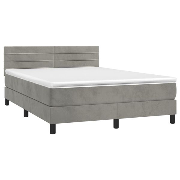 vidaXL Sommier &agrave; lattes de lit avec matelas LED Gris clair 140x190 cm