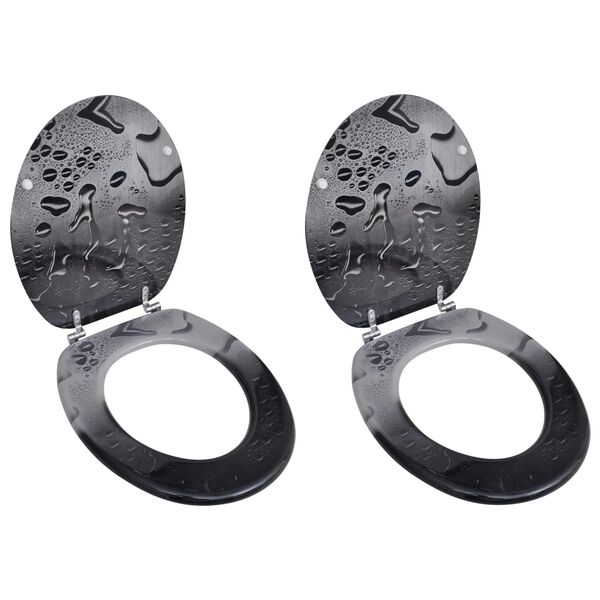 vidaXL Si&egrave;ges de toilette avec couvercles 2 pcs MDF Goutte d'eau