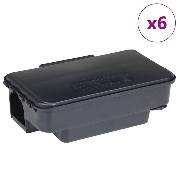 vidaXL Pièges à souris 6 pcs noir 22x12,5x7,5 cm