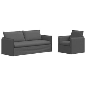 vidaXL Ensemble de Canap&eacute;s 2 pcs Gris fonc&eacute; 196 x 82 x 85 cm Tissu