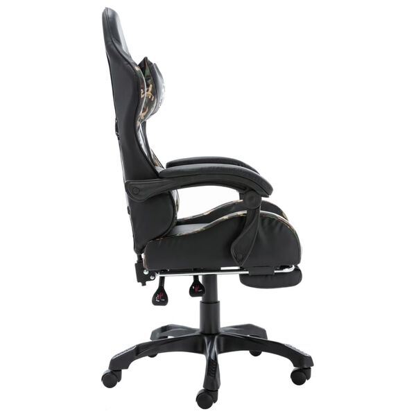 vidaXL Fauteuil de jeux vid&eacute;o repose-pied Noir/camouflage Similicuir