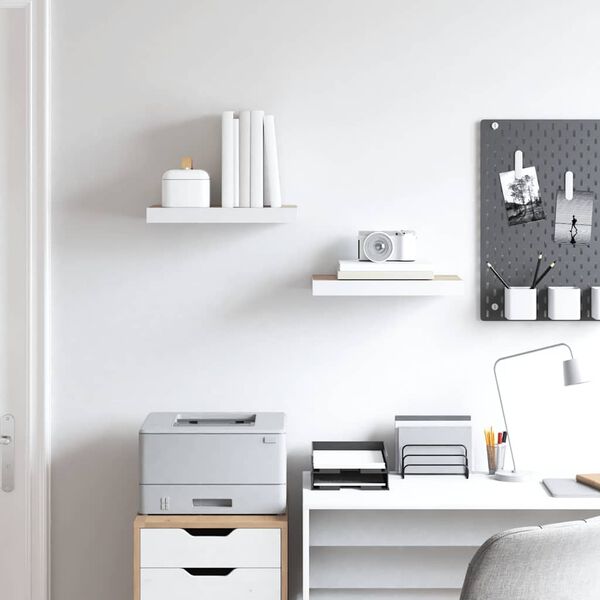 vidaXL &Eacute;tag&egrave;res flottantes 2 pcs Ch&ecirc;ne et blanc 40x23x3,8 cm MDF