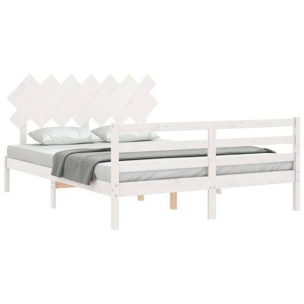vidaXL Cadre de lit sans matelas blanc 140x200 cm bois massif