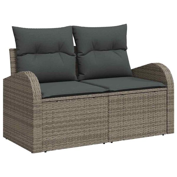 vidaXL Ensemble de canap&eacute; de jardin avec coussin 8 pcs Gris