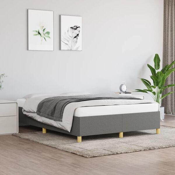 vidaXL Cadre de lit sans matelas gris fonc&eacute; 140x190 cm tissu