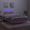 vidaXL Sommier &agrave; lattes de lit et matelas LED rose 120x190 cm velours