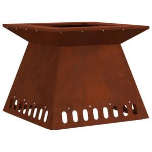 vidaXL Brasero Rouill&eacute; 48 x 48 x 40 cm Acier patin&eacute;