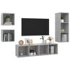 vidaXL Ensemble de meuble TV 4 pcs Gris béton Bois d'ingénierie