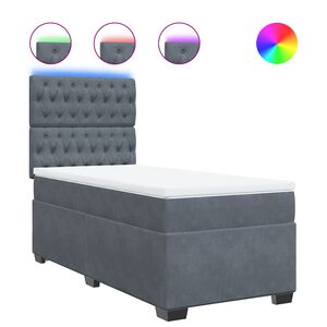 vidaXL Sommier &agrave; lattes de lit et matelas Gris fonc&eacute; 80x200 cm Velours