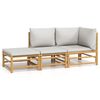 vidaXL Salon de jardin 3 pcs avec coussins gris clair bambou