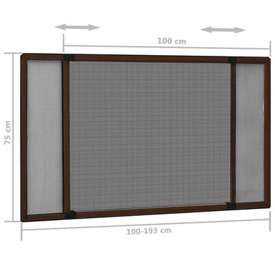 vidaXL Moustiquaire extensible pour fenêtres Marron (100-193)x75 cm