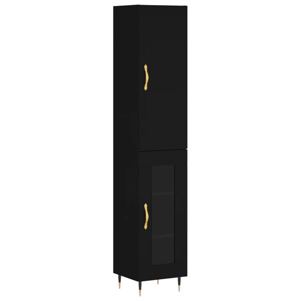 vidaXL Buffet haut Noir 34,5x34x180 cm Bois d'ing&eacute;nierie