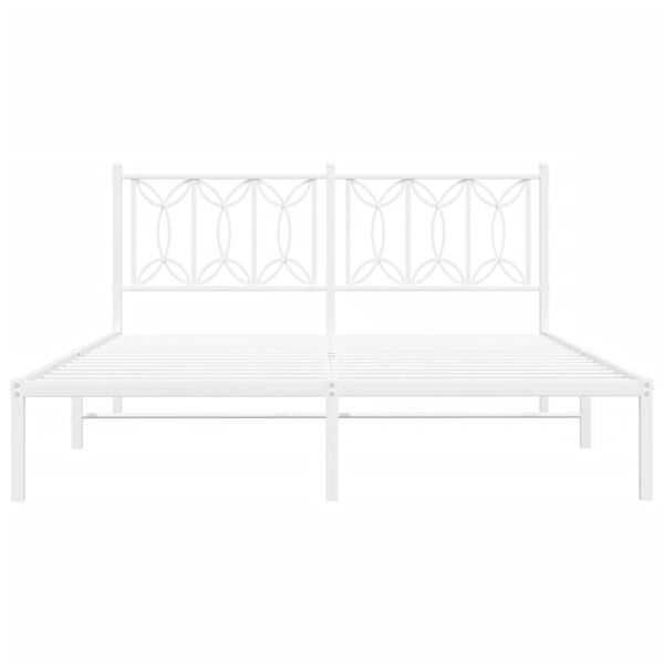 vidaXL Cadre de lit m&eacute;tal sans matelas et t&ecirc;te de lit blanc 160x200 cm