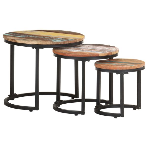 vidaXL Tables d'appoint 3 pcs Bois de récupération massif