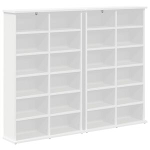 vidaXL Meuble CD 2 pc Blanc 60 x 17 x 92 cm Bois d'ing&eacute;nierie