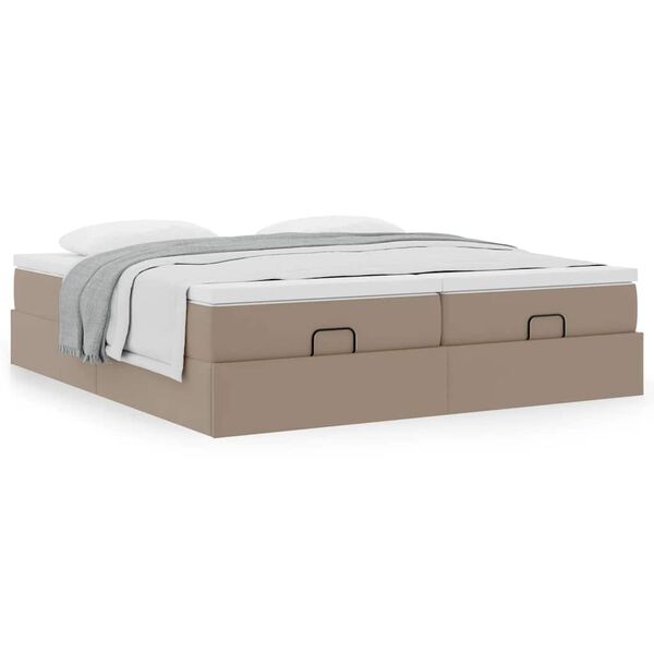 VidaXL Cadre de lit ottoman et matelas cappuccino 200x200cm similicuir