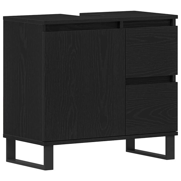vidaXL Meuble de Lavabo de Salle de Bain Ch&ecirc;ne noir 65 x 33 x 60 cm
