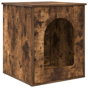 vidaXL Maison pour chat Ch&ecirc;ne fum&eacute; 53 x 52 x 62 cm Bois d'ing&eacute;nierie