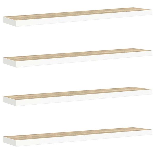 vidaXL &Eacute;tag&egrave;res flottantes 4 pcs ch&ecirc;ne et blanc 120x23,5x3,8 cm MDF