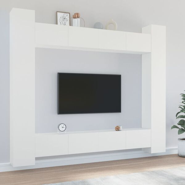 vidaXL Ensemble de meubles TV 8 pcs Blanc Bois d'ingénierie
