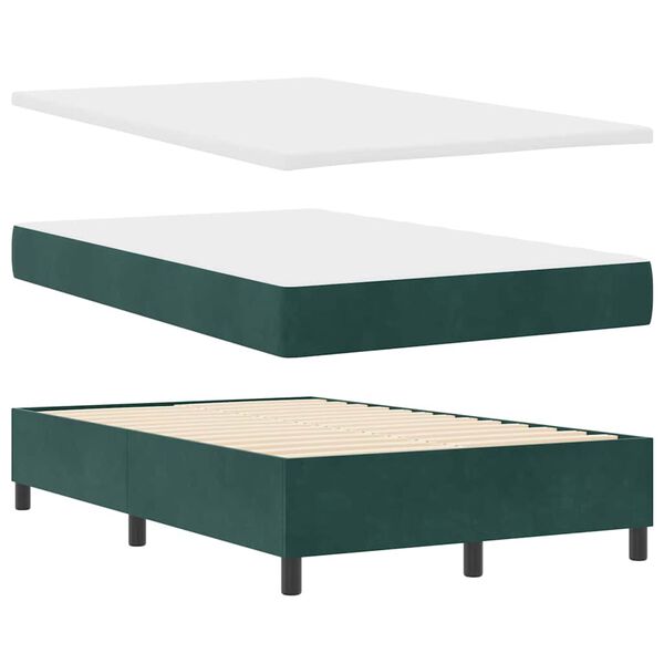 vidaXL Lit &agrave; ressorts avec matelas Vert fonc&eacute; 120 x 200 cm Velours
