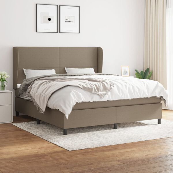vidaXL Sommier &agrave; lattes de lit avec matelas Taupe 160x200 cm Tissu