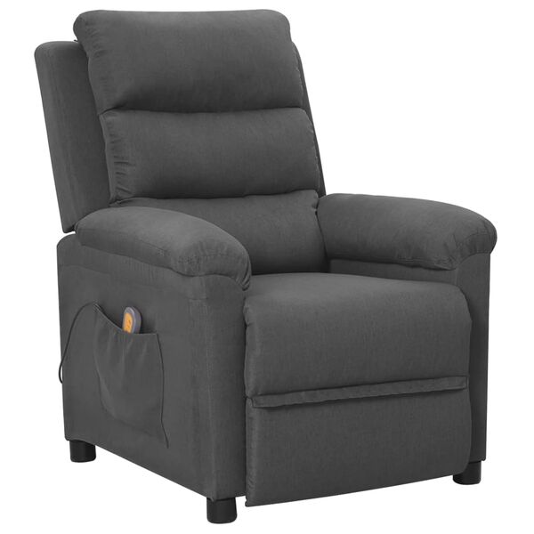 vidaXL Fauteuil de massage Gris fonc&eacute; Tissu