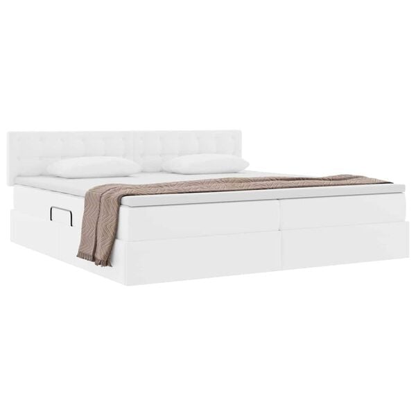 vidaXL Lit avec rangement et matelas Blanc pur 200 x 200 cm