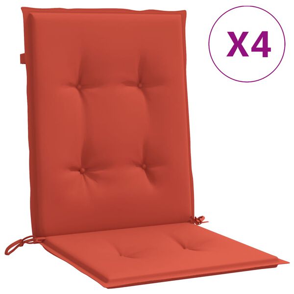 vidaXL Coussins de chaise &agrave; dossier bas lot de 4 rouge m&eacute;lang&eacute; tissu