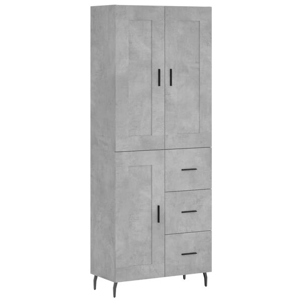 vidaXL Buffet haut Gris béton 69,5x34x180 cm Bois d'ingénierie