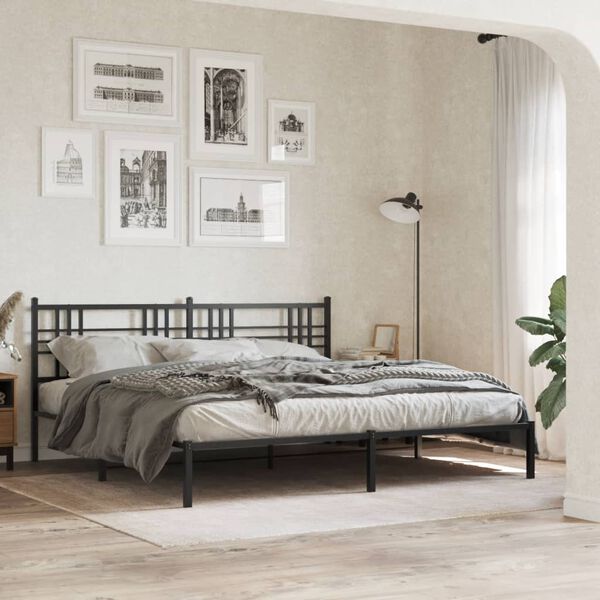vidaXL Cadre de lit métal sans matelas avec tête de lit noir 183x213cm