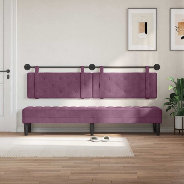 vidaXL T&ecirc;te de lit suspendue Pourpre 210 x 55 x 5 cm Velours