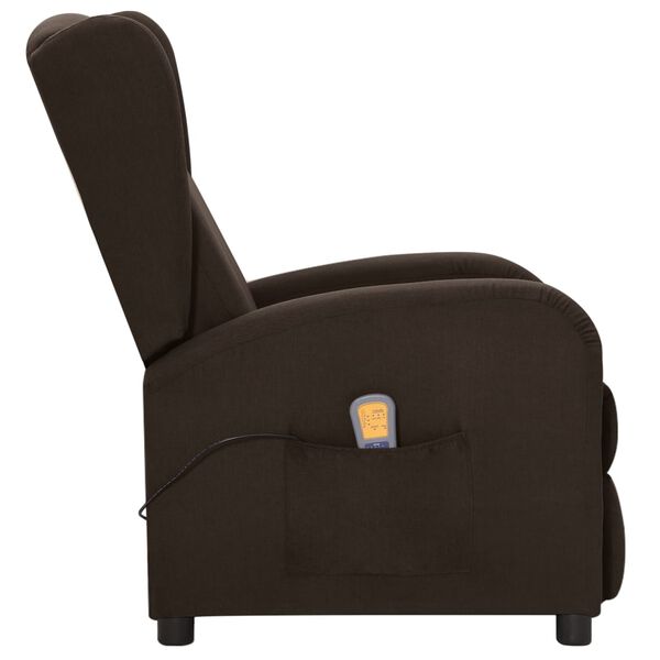 vidaXL Fauteuil de massage Marron fonc&eacute; Tissu
