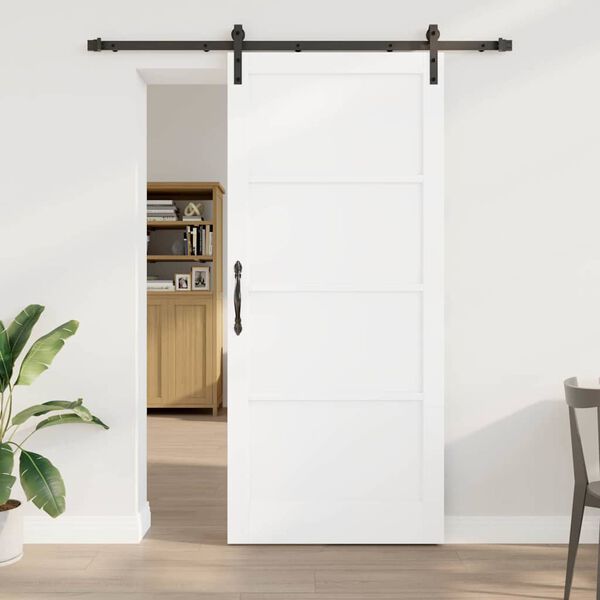 vidaXL Porte coulissante Blanc et Noir 93 x 211 cm Pin massif