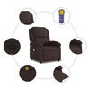 vidaXL Fauteuil de massage inclinable Marron foncé Tissu