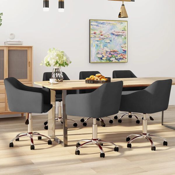 vidaXL Chaises pivotantes &agrave; manger lot de 6 Gris fonc&eacute; Tissu