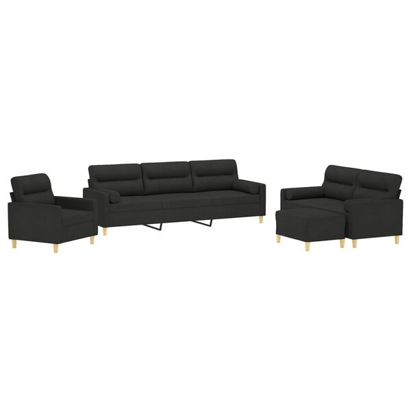vidaXL Ensemble de canap&eacute;s 3 pcs coussins d&eacute;coratifs et coussins Noir