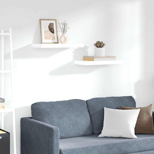 vidaXL &Eacute;tag&egrave;re murale flottante 2 pcs Blanc brillant 50x23x3,8 cm MDF