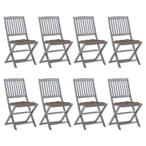 vidaXL Chaises pliables d'ext&eacute;rieur lot de 8 et coussins Bois d'acacia