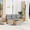 vidaXL Salon de jardin avec coussins 4 pcs beige r&eacute;sine tress&eacute;e